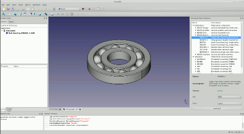 Screenshot of a ball bearing from BOLTS in FreeCAD