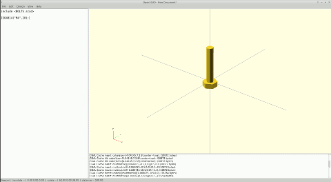 Screenshot of a bolt from BOLTS in OpenSCAD